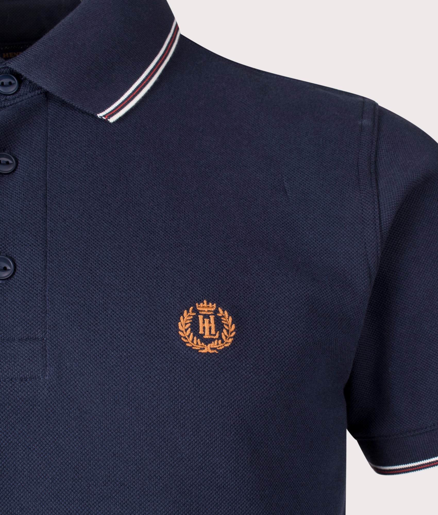 Henri Lloyd Penryn Polo Shirt in Navy Blue at EQVVS. Detail Shot.