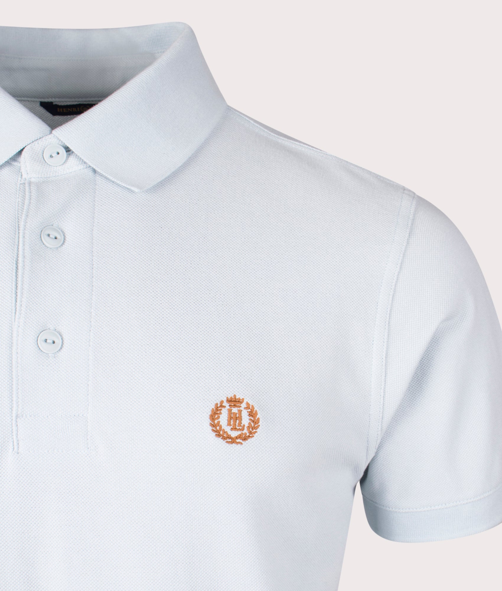 Henri Lloyd Falmouth Polo Shirt in Sky Blue at EQVVS. Detail Shot.