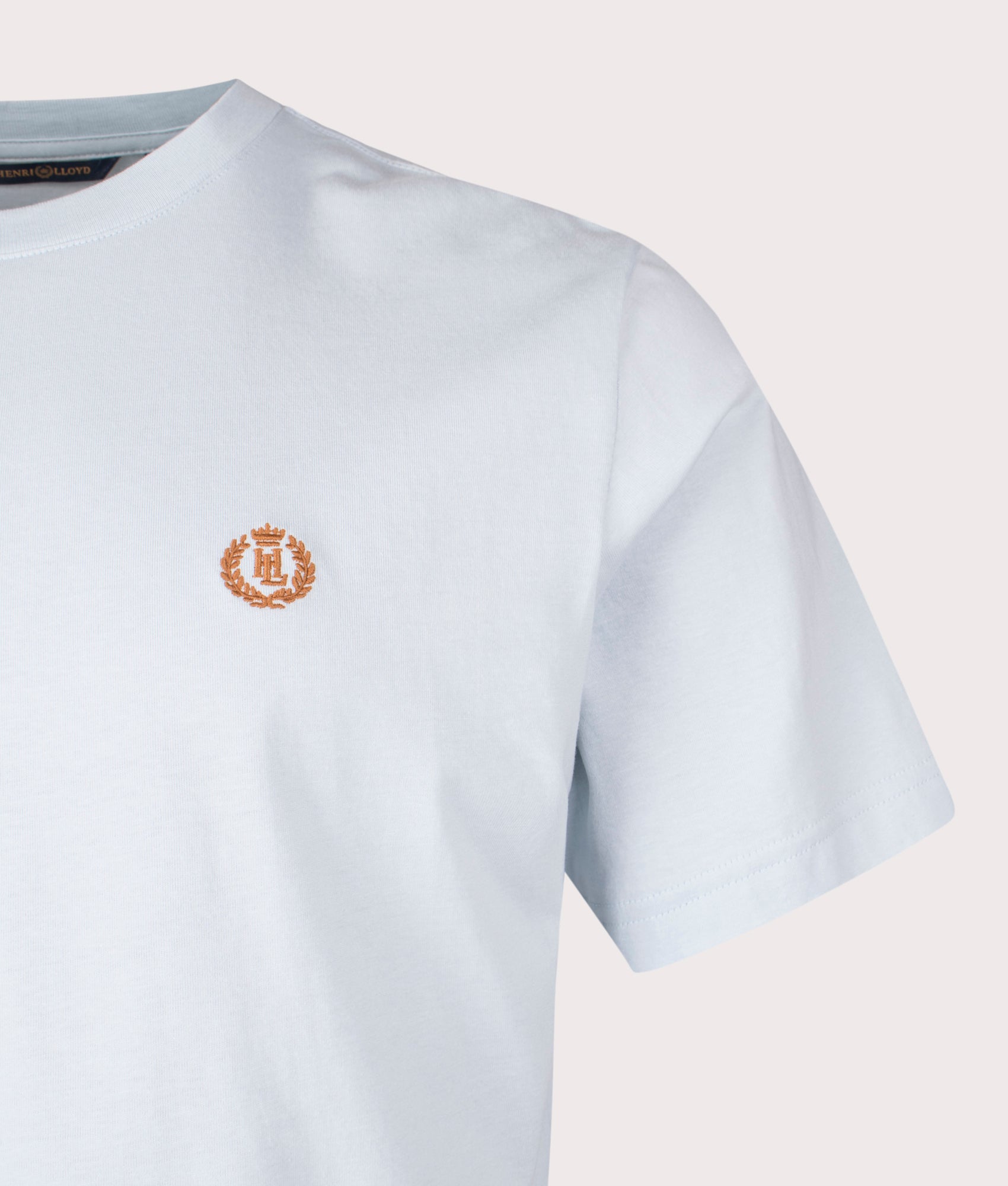 Henry Lloyd Cowes T-Shirt in Sky Blue at EQVVS. Detail Shot.