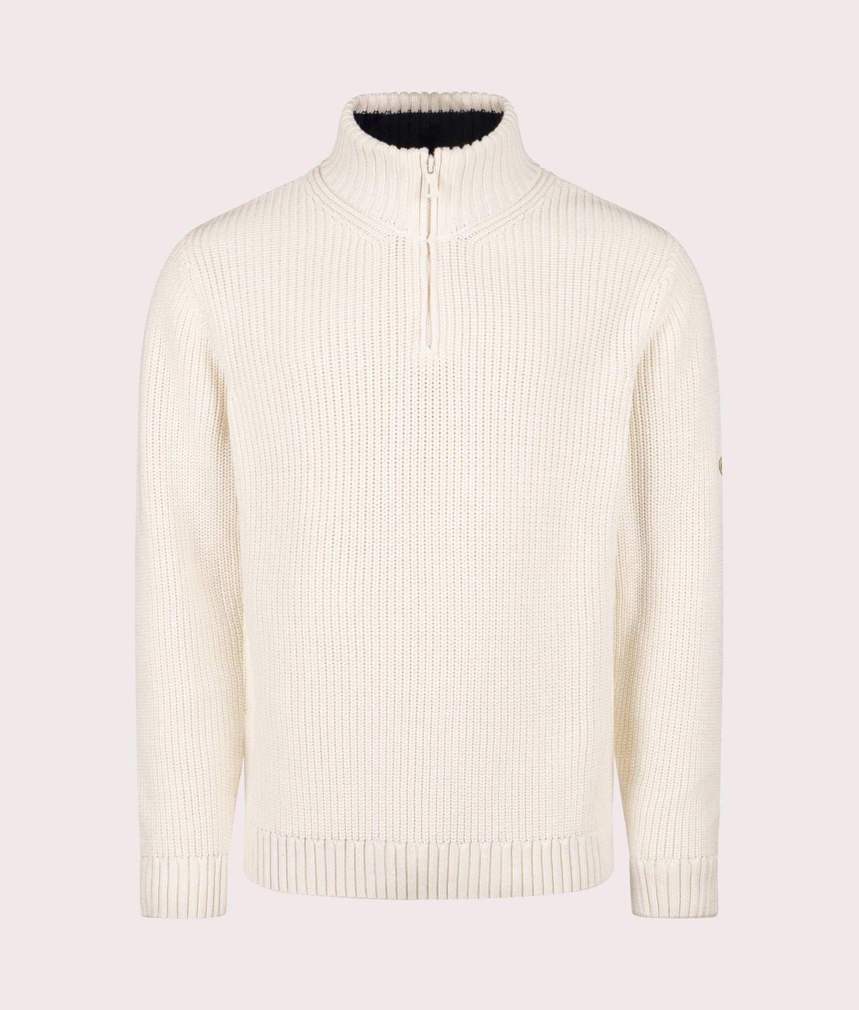 Golant Quarter Zip Ribbed Knit in Ecru | 100% Cotton | Henri Lloyd | EQVVS | Front shot 