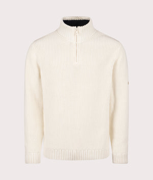 Golant Quarter Zip Ribbed Knit in Ecru | 100% Cotton | Henri Lloyd | EQVVS | Front shot 