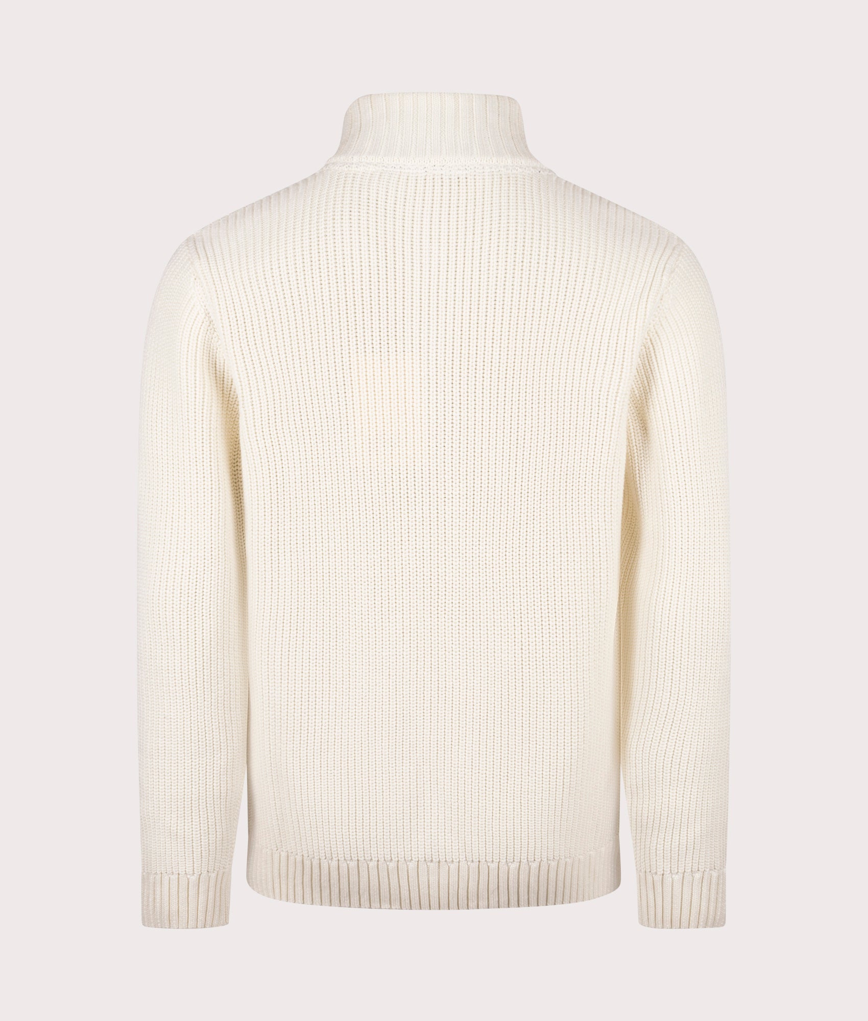 Golant Quarter Zip Ribbed Knit in Ecru | 100% Cotton | Henri Lloyd | EQVVS | Back shot 