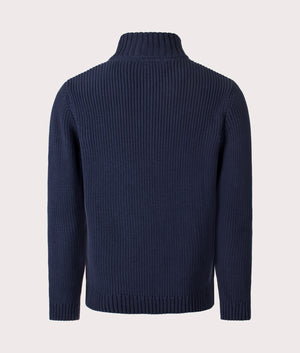 Golant Quarter Zip Ribbed Knit in Navy Blue | 100% Cotton | Henri Lloyd | EQVVS | Back shot 