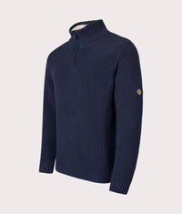Golant Quarter Zip Ribbed Knit: 602 Navy Blue 