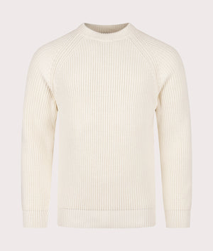 Golant Ribbed Crew Sweatshirt in Ecru | 100% Cotton | Henri Lloyd | EQVVS | Front shot 