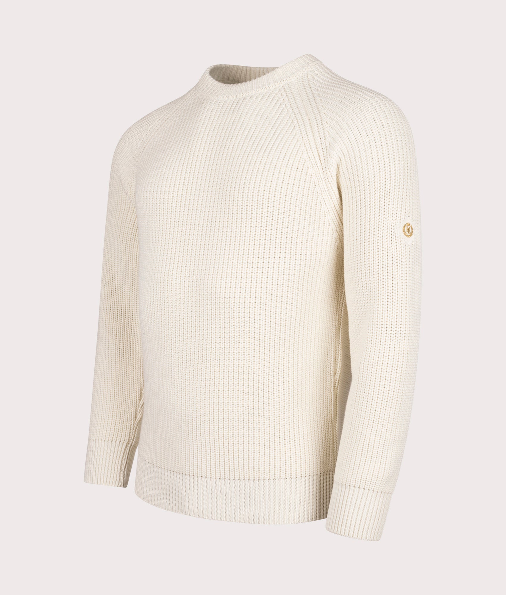 Golant Ribbed Crew Sweatshirt in Ecru | 100% Cotton | Henri Lloyd | EQVVS | Front angle shot 