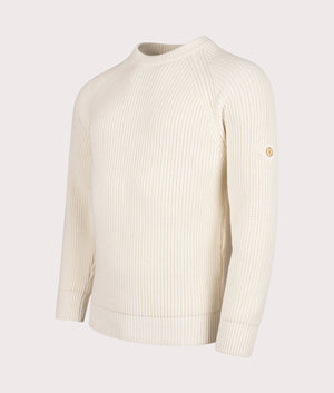 Golant Ribbed Crew Sweatshirt in Ecru | 100% Cotton | Henri Lloyd | EQVVS | Front angle shot 