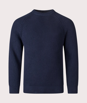 Golant Ribbed Crew Sweatshirt in Navy Blue | 100% Cotton | Henri Lloyd | EQVVS | Front angle 