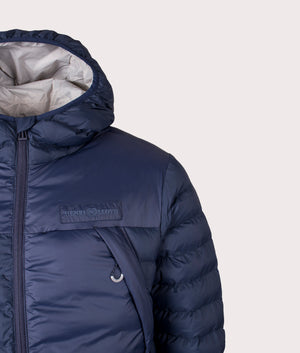 Bergen Hooded Jacket in Navy Blue | Recycled Fabric | Henri Lloyd | EQVVS | Front detail shot 
