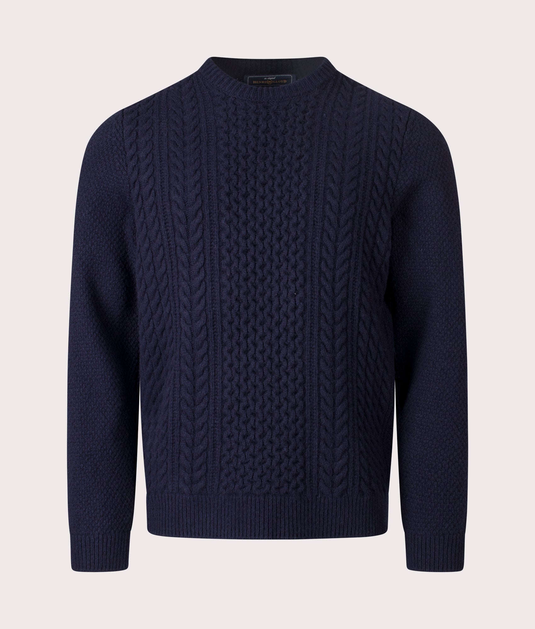 Abersoch Cable Knit Jumper in Dark Navy | Wool Blend | Henri Lloyd | EQVVS | Front shot 