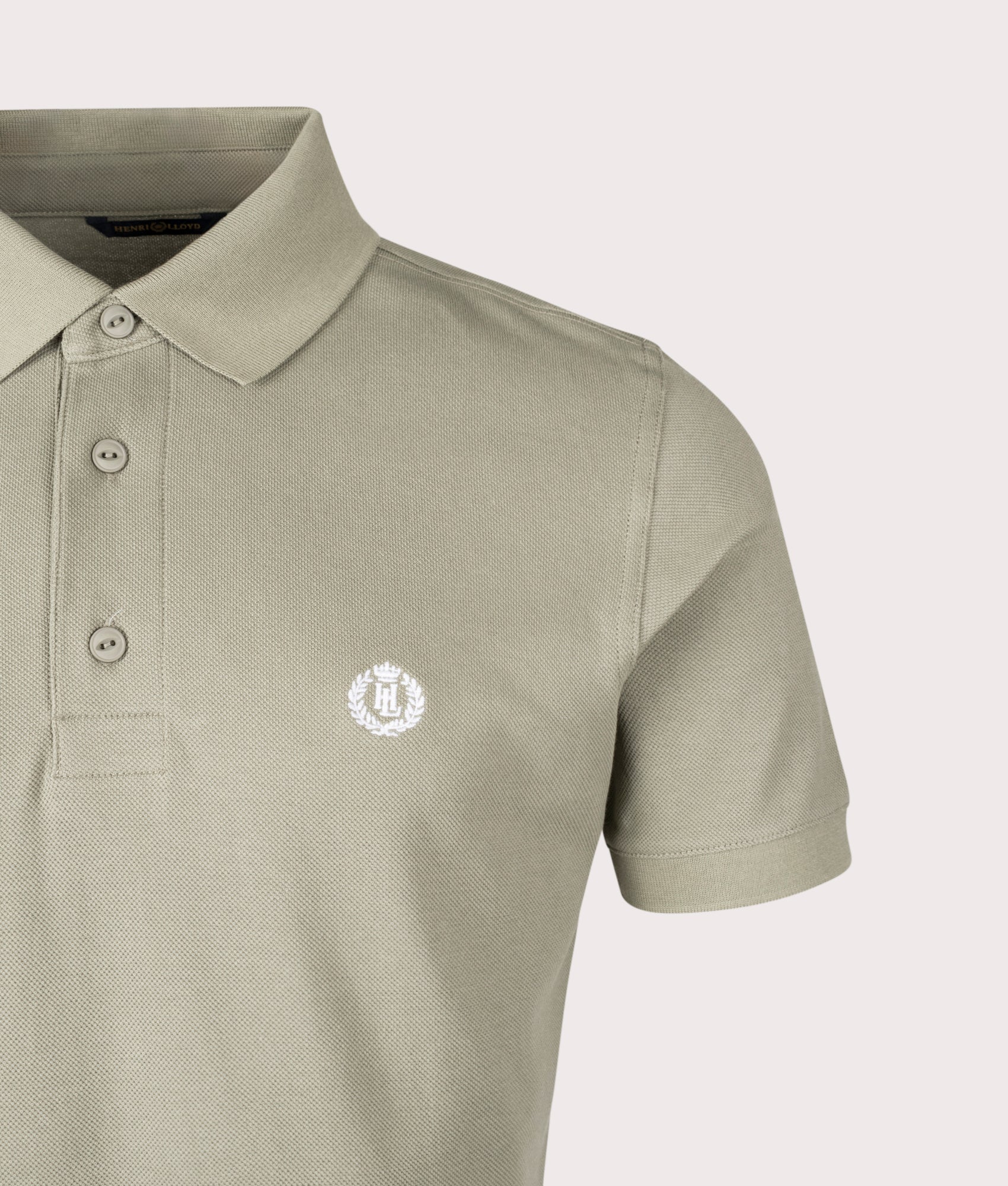 Falmouth Polo Shirt in Kelp | 100% Cotton | Henri Lloyd | EQVVS | Front detail shot 