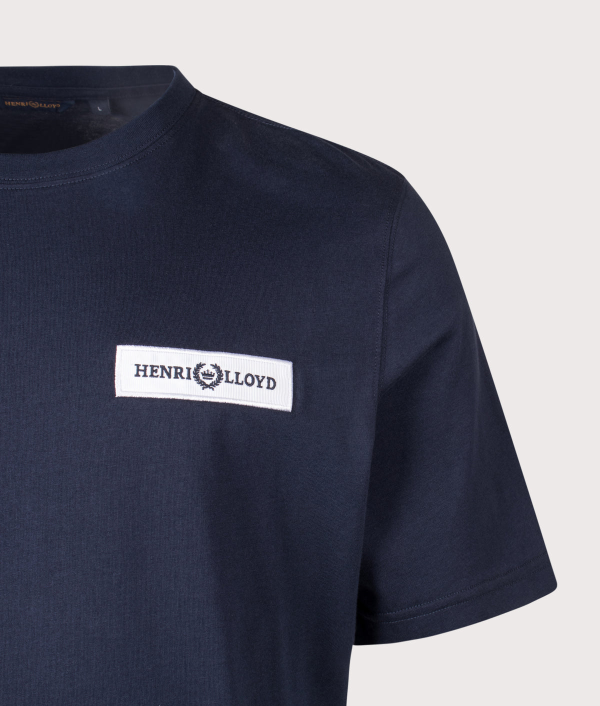 Henri-Lloyd Regular Fit Calshot T-Shirt in Navy Blue at EQVVS Menswear. Detail shot.