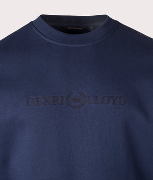 Lytham Crew Neck Sweatshirt in Navy Blue | 100% Cotton | Henri Lloyd | EQVVS | Front detail shot 