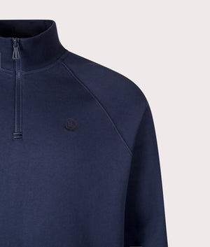 Kinsale Quarter Zip Sweatshirt in Navy Blue | 100% Cotton | Henri Lloyd | EQVVS | Front detail shot 