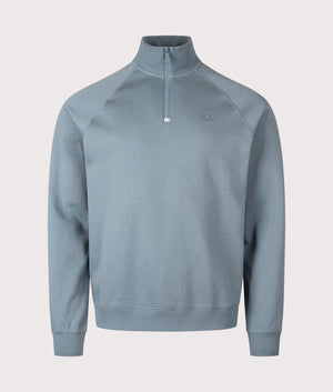 Kinsale Quarter Zip Sweatshirt by Henri Lloyd in Sea Spray Blue. Shot by EQVVS. Front shot.