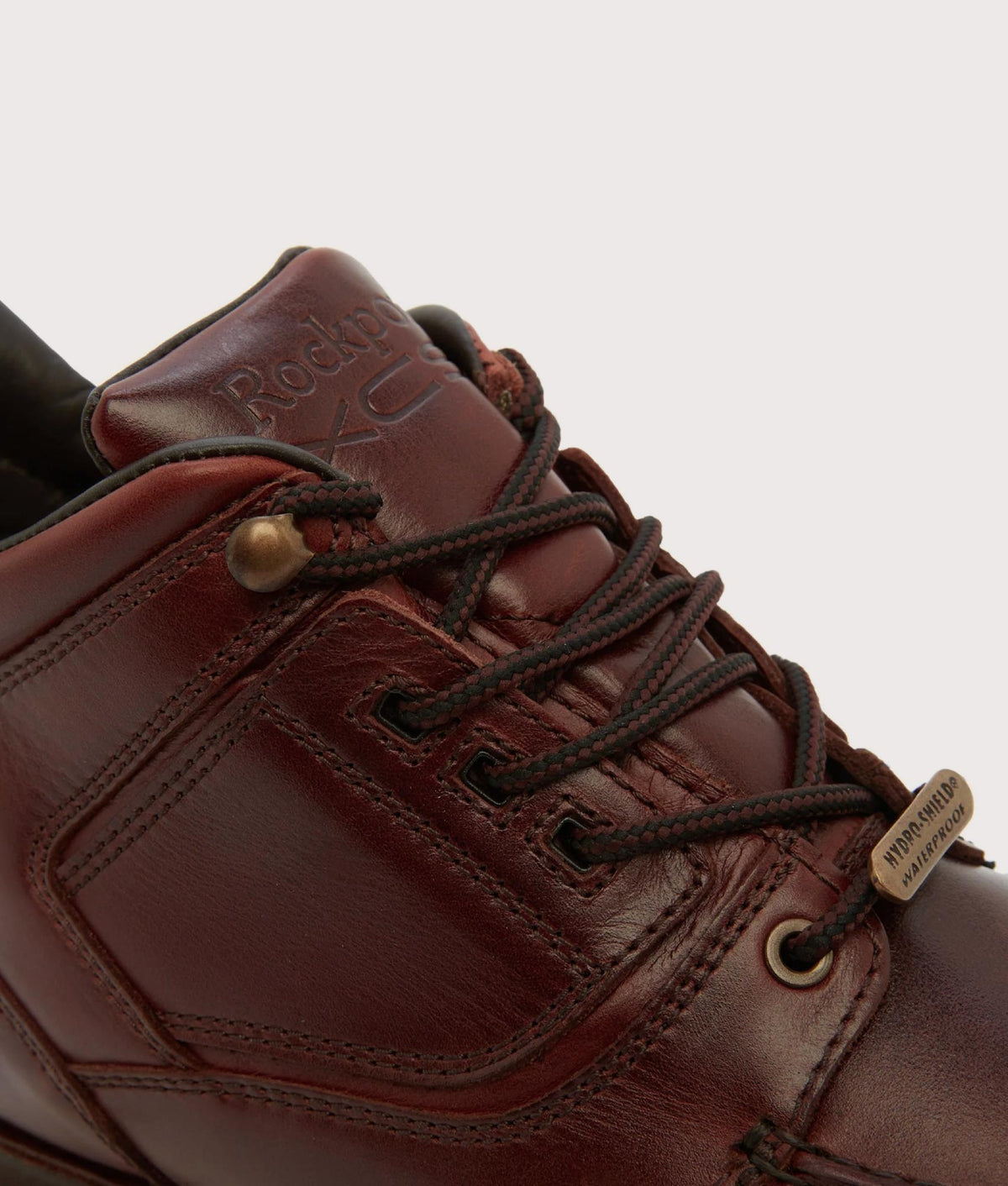 Rockport Umbwe Hiker in Dark Brown at EQVVS Menswear. Detail shot.