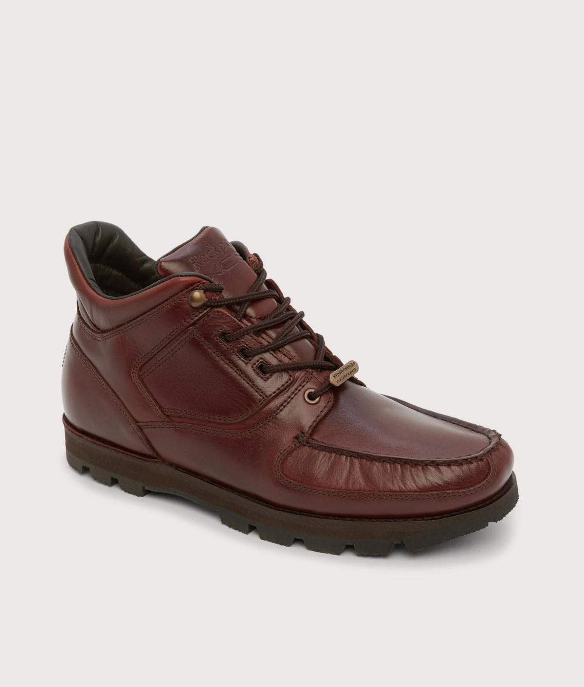 Rockport Umbwe Hiker in Dark Brown at EQVVS Menswear. Angled front shot.
