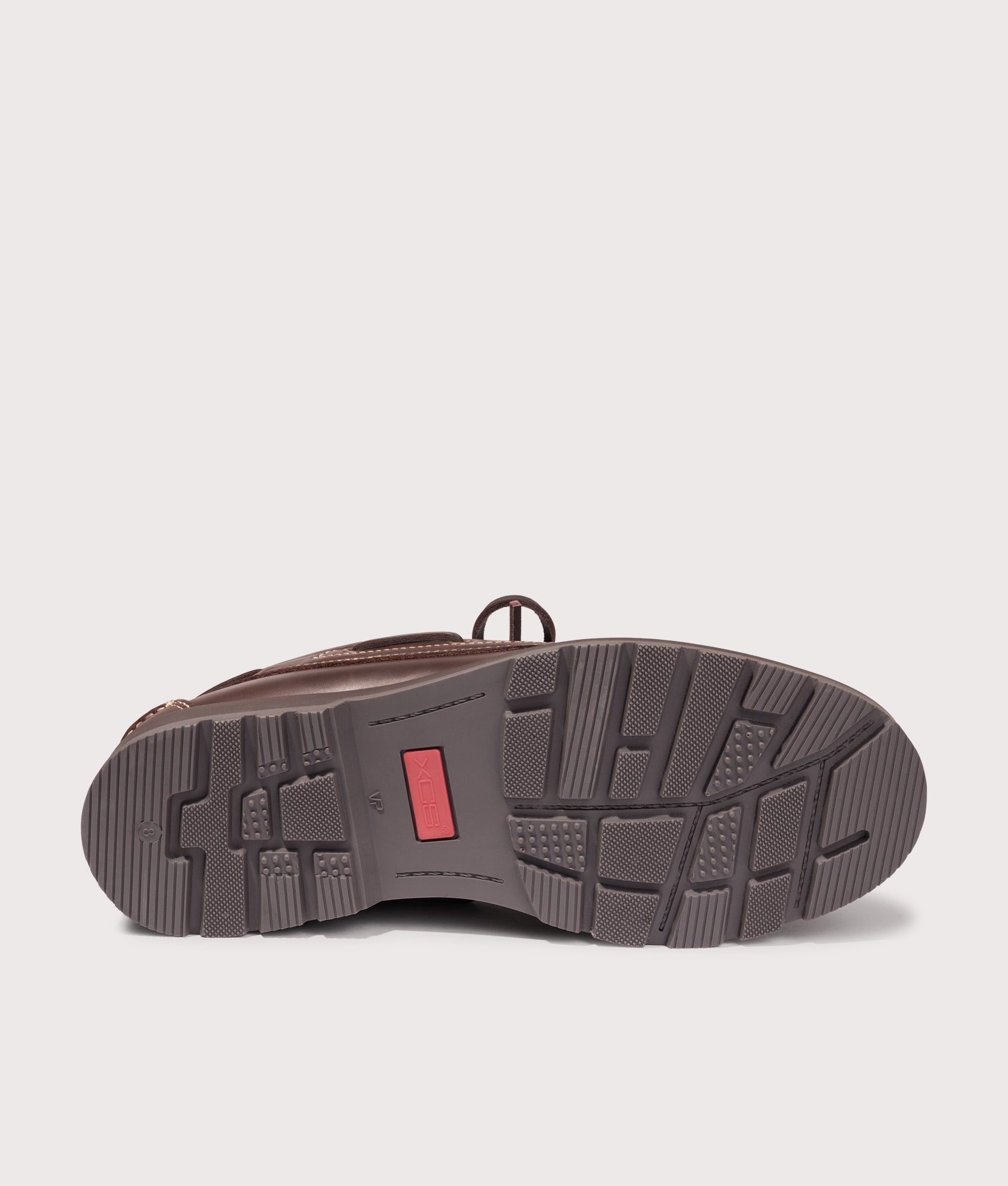 Rockport Country Boat Shoes in Chocolate at EQVVS Menswear. Tread shot.