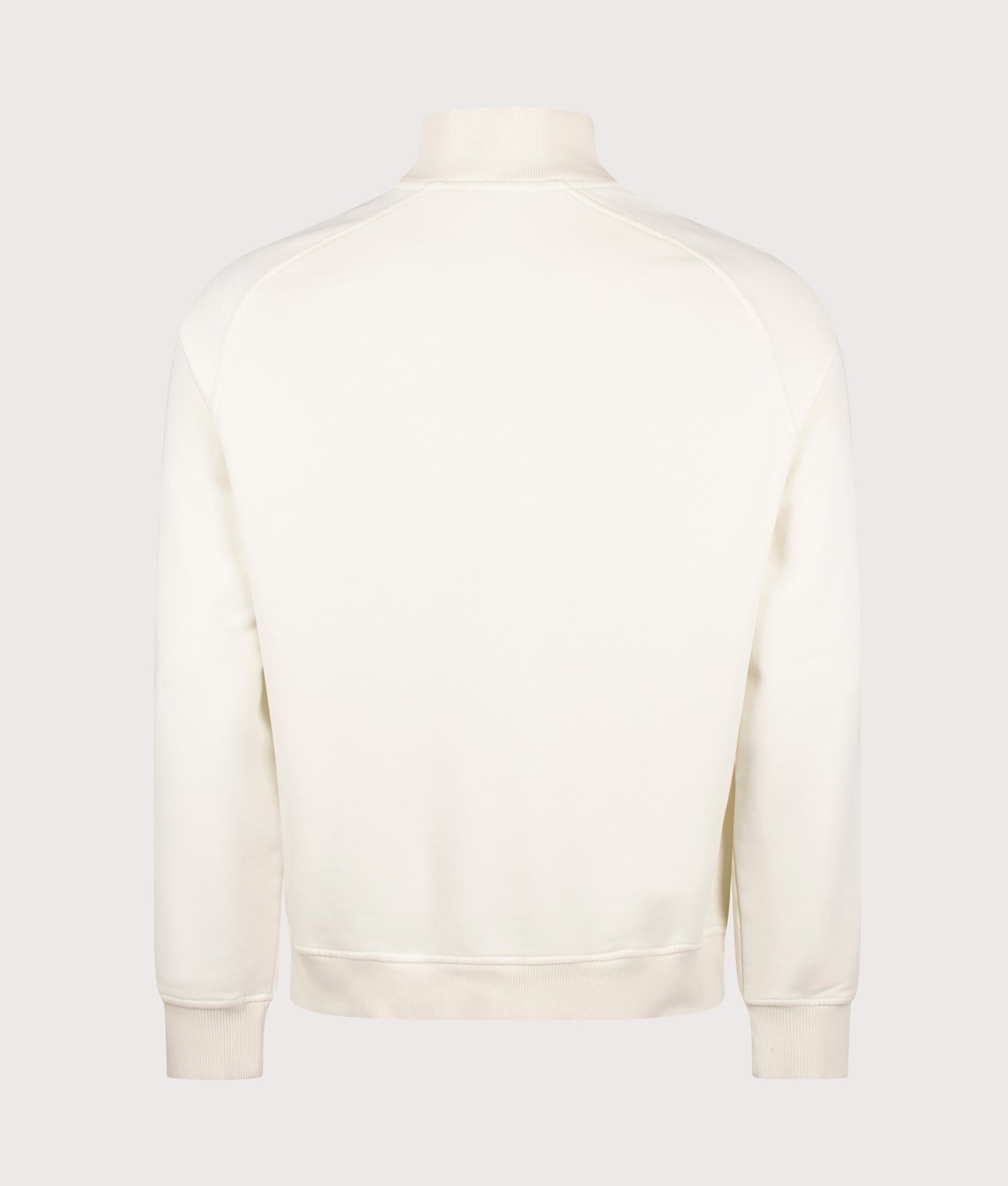 Rockport Relaxed Fit Boston Logo Quarter Zip Sweatshirt in Ecru at EQVVS Menswear. Back shot.