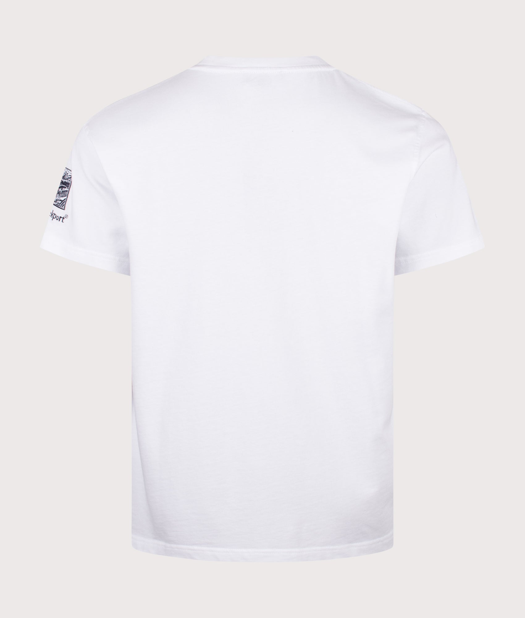 Rockport Relaxed Fit Highland Front Logo Washed T-Shirt in White at EQVVS Menswear. Back shot.
