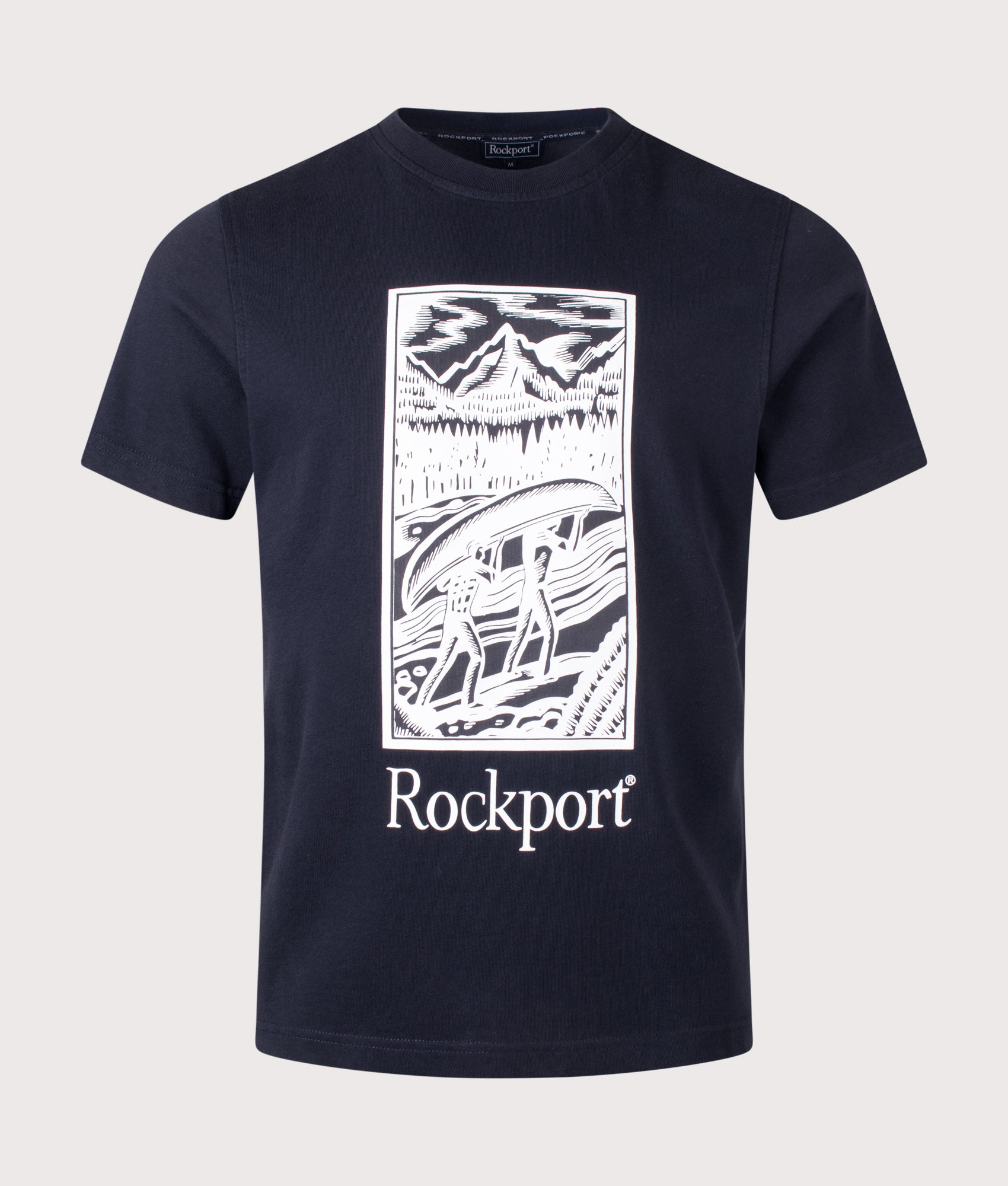 Rockport Relaxed Fit Hampshire Logo T-Shirt in Navy at EQVVS Menswear. Front shot.