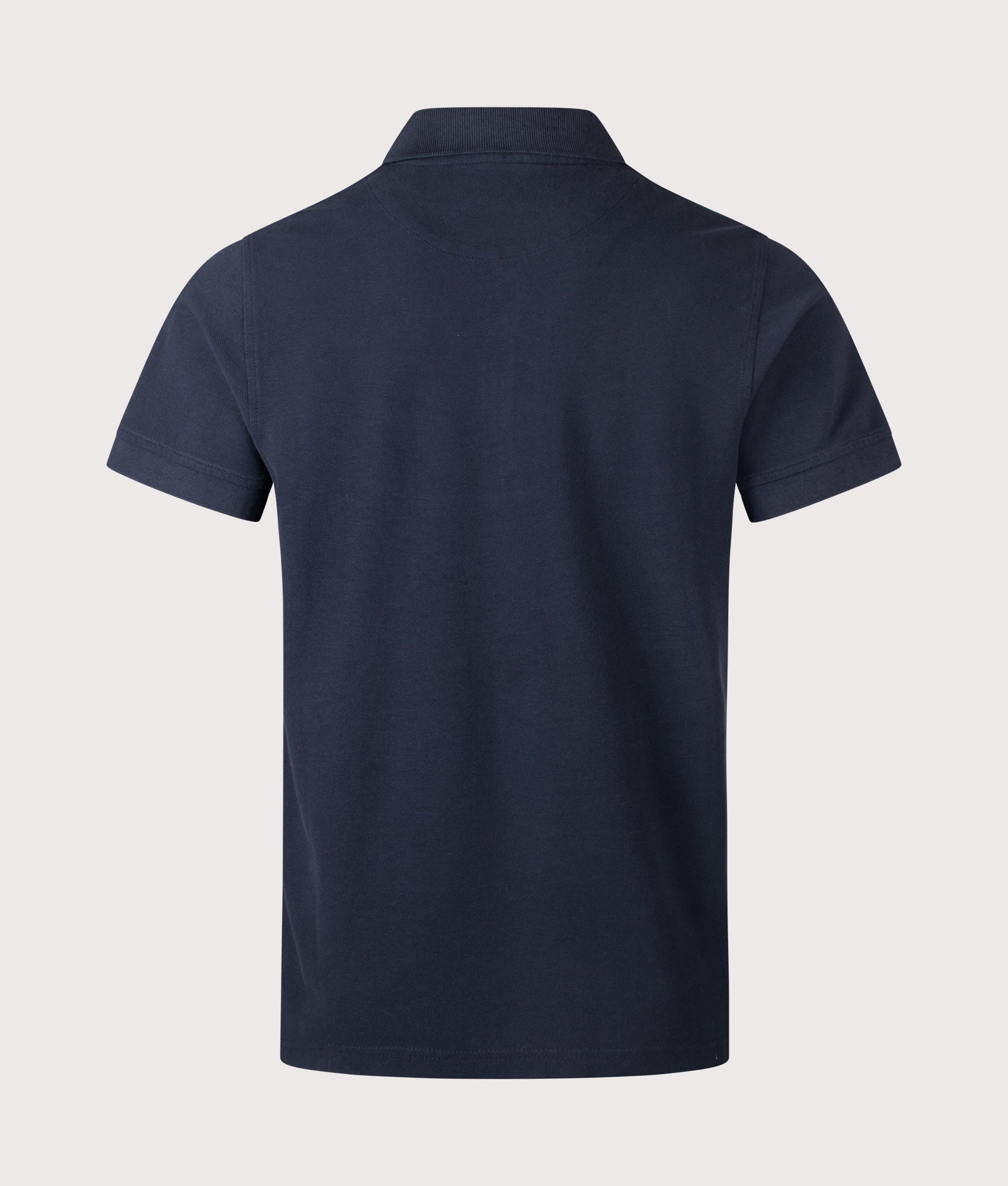 Rockport Relaxed Fit Cobb Insert Logo Panel Polo Shirt in Navy at EQVVS Menswear. Back shot.