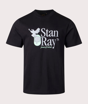 Peace Of Mind T-Shirt in Black by Stan Ray. EQVVS Front Angle Shot.