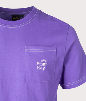 Ray-Bow Pocket T-Shirt in Blue Iris by Stan Ray. EQVVS Detail Shot.