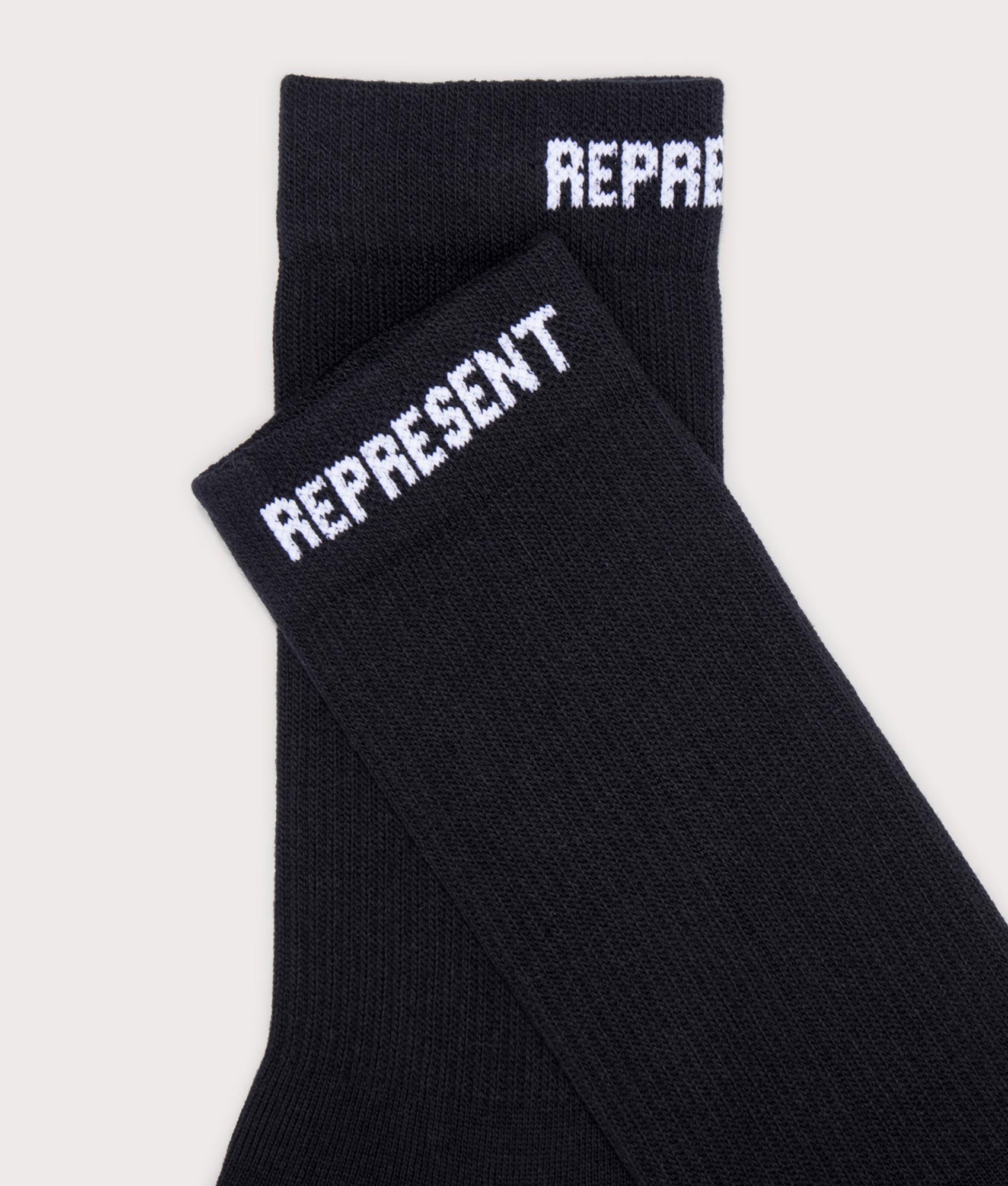 REPRESENT Core Sock in Black Detail Shot at EQVVS