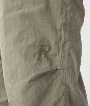 Represent Parachute Pants in Khaki. Detail Shot. EQVVS.