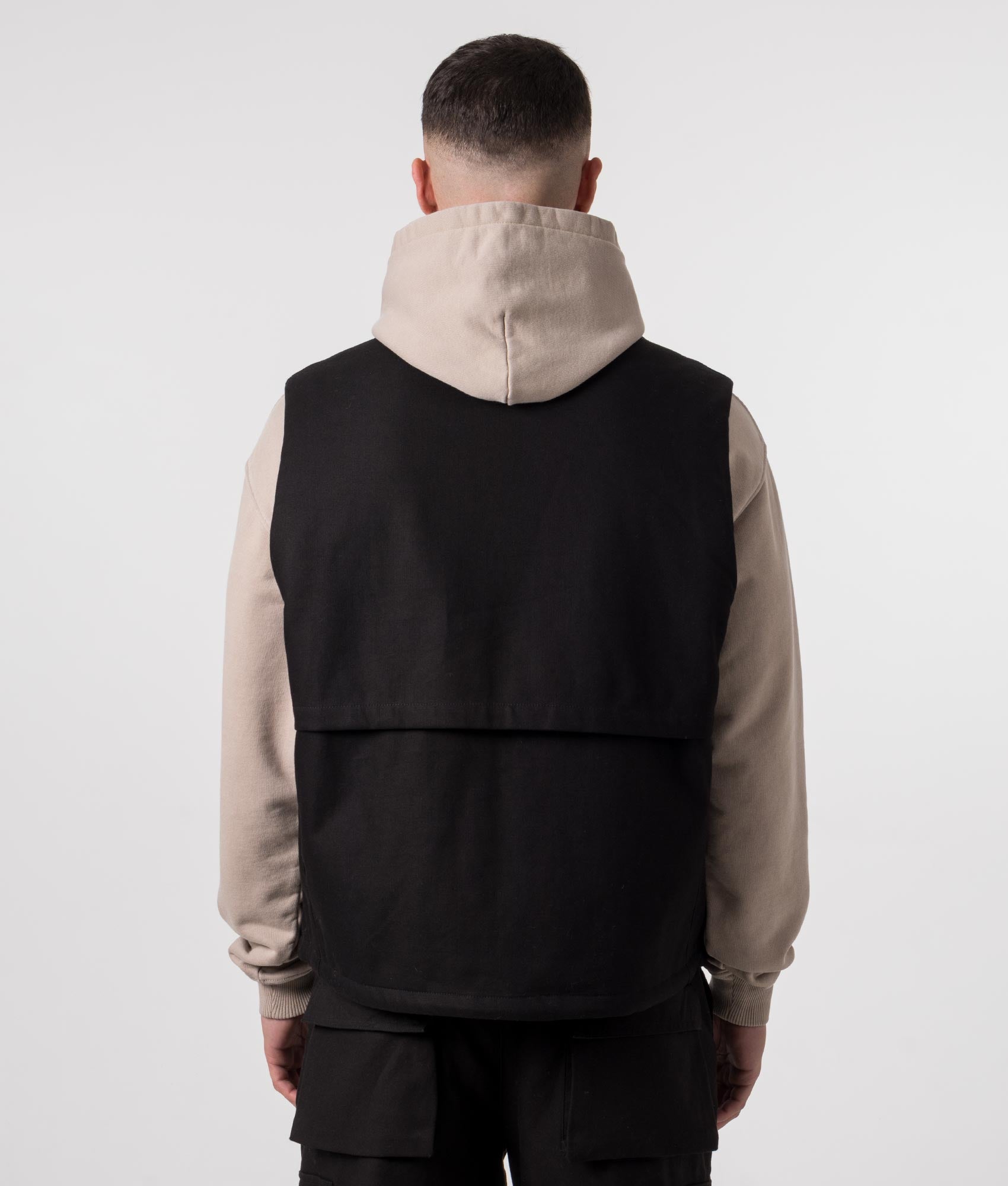 REPRESENT Collared Gilet in Black with Pocket Print Model Back Shot at EQVVS