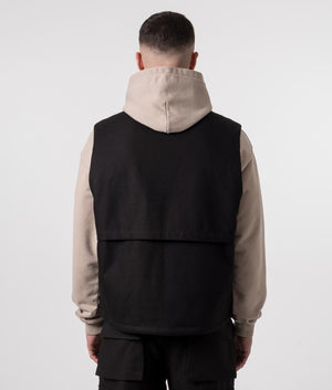 REPRESENT Collared Gilet in Black with Pocket Print Model Back Shot at EQVVS