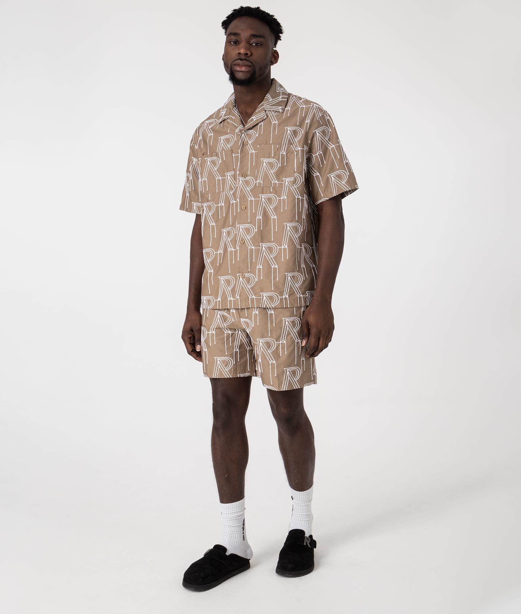 Embroidered Initial Overshirt Washed Taupe REPRESENT EQVVS. Full set.