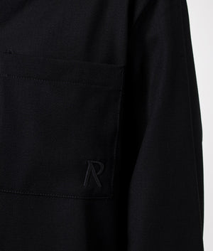 Represent Initial Cropped Dress Shirt in Black, detail shot. EQVVS.