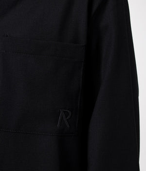 Represent Initial Cropped Dress Shirt in Black, detail shot. EQVVS.