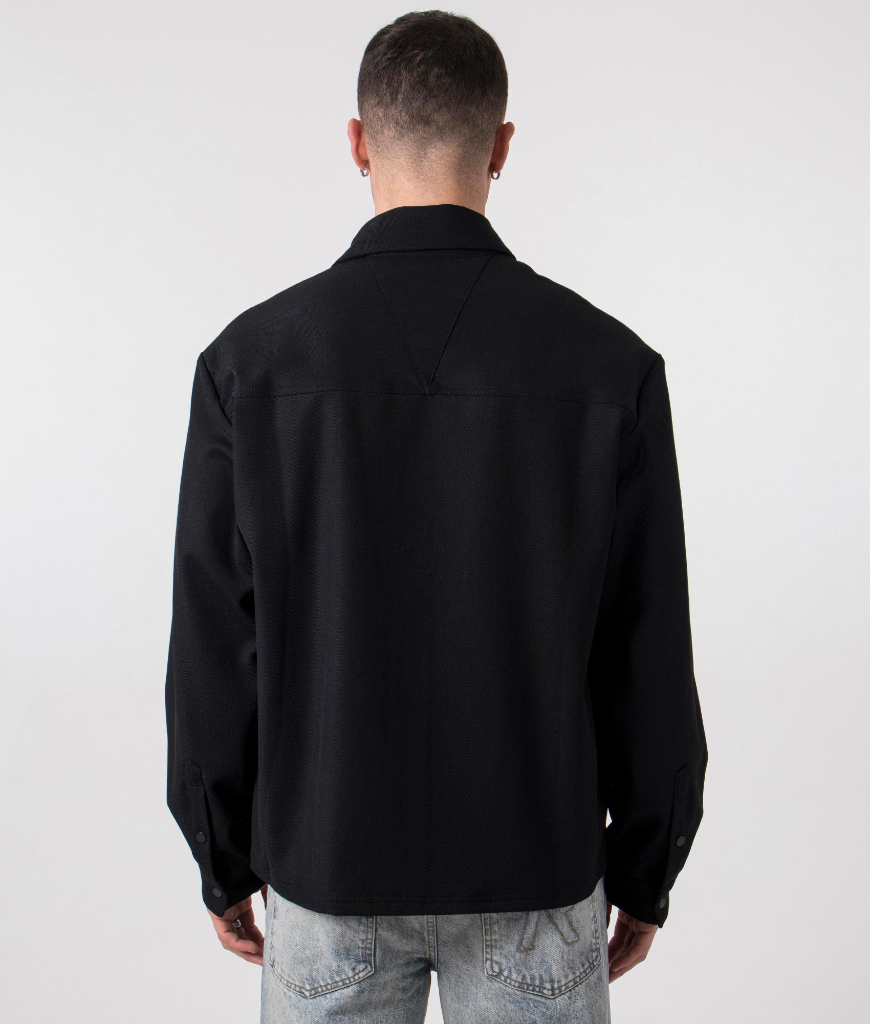 Represent Initial Cropped Dress Shirt in Black, back shot. EQVVS.