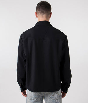 Represent Initial Cropped Dress Shirt in Black, back shot. EQVVS.