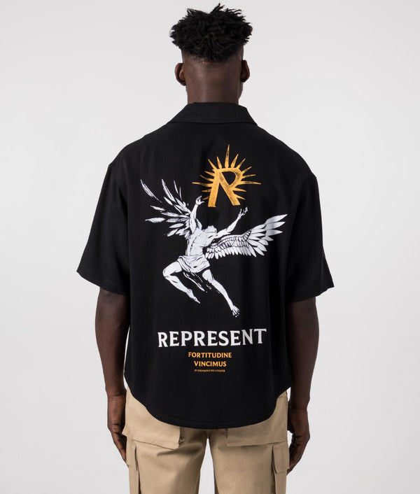 【SATIIIZ】Repin Bio Short Sleeve Shirt Icarus Short Sleeve Shirt Black | REPRESENT | EQVVS