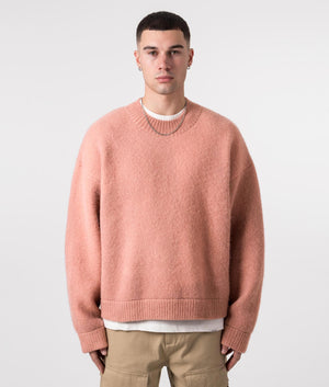 REPRESENT Sprayed Horizons Sweatshirt in Sunrise Pink Model Front Shot at EQVVS