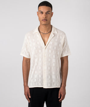 Lace Knit Shirt in Chalk by Represent. EQVVS Front Angle Shot.