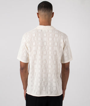 Lace Knit Shirt in Chalk by Represent. EQVVS Back Angle Shot.
