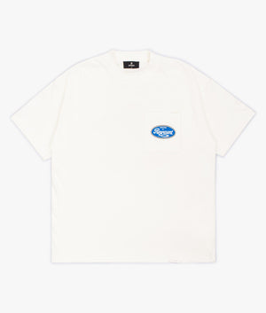 REPRESENT Classic Parts T-Shirt with Front and Back Print in Flat White Front Shot at EQVVS