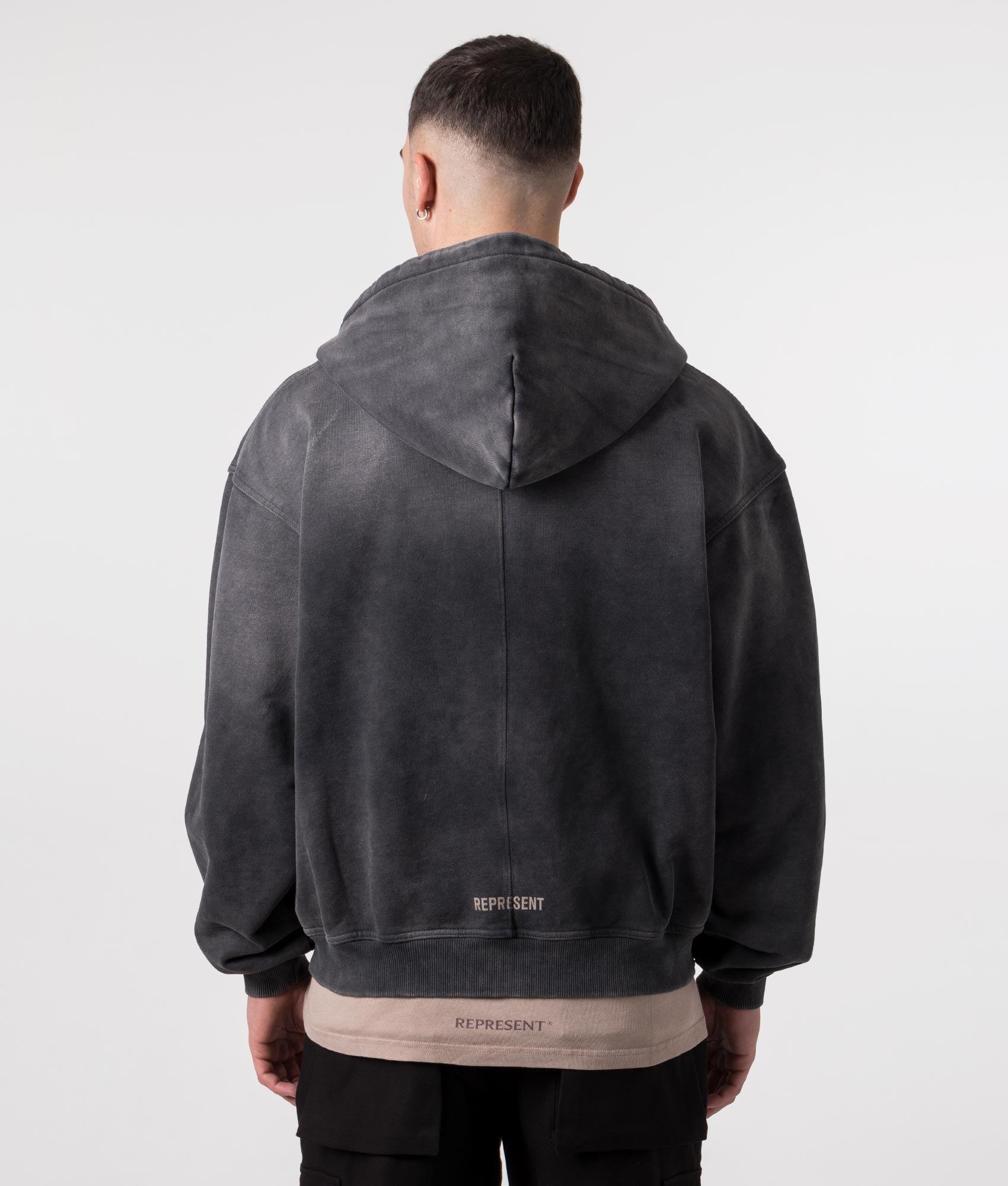 Spirits Mascot Zip Through Hoodie Aged Black | REPRESENT | EQVVS