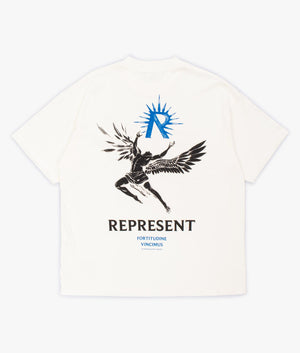 REPRESENT Icarus T-Shirt in Flat White With Graphic Design & Back Print Back Shot at EQVVS