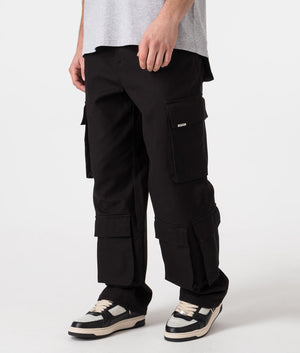 REPRESENT Baggy Cargo Pant in Black Model Angle Shot EQVVS