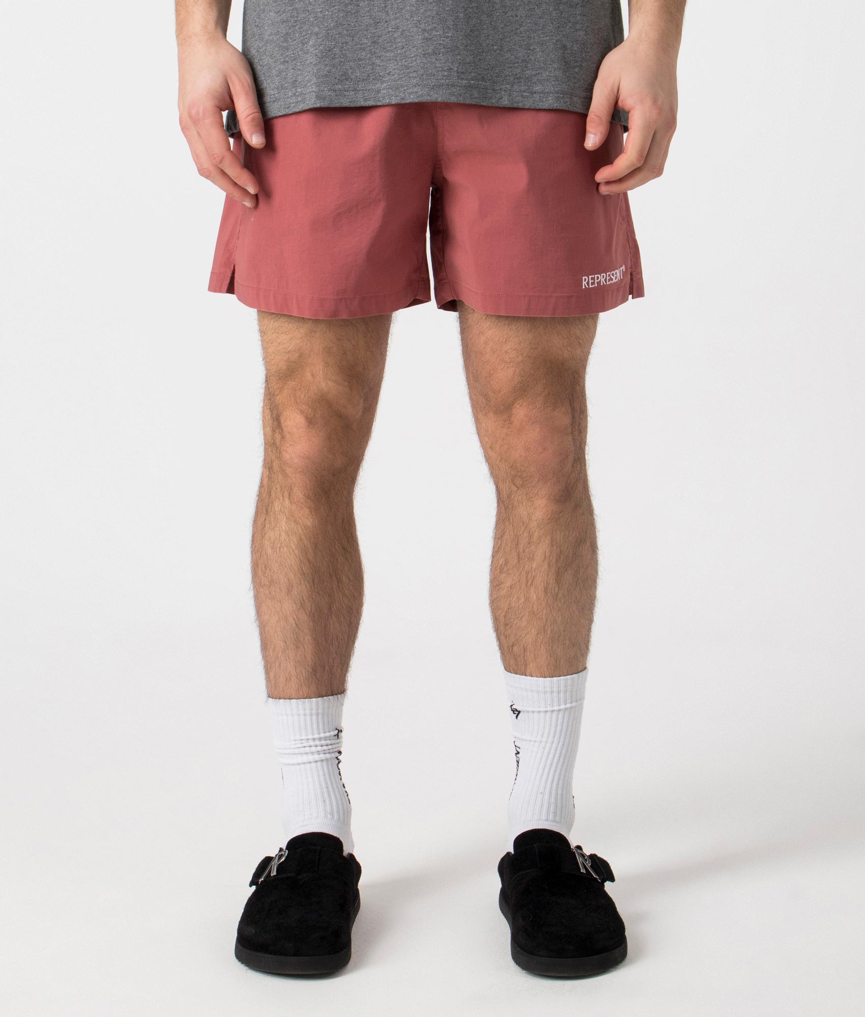 REPRESENT Shorts, Sunrise Pink Front Shot. EQVVS. 