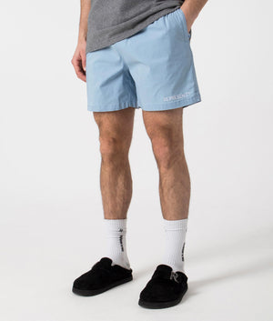 Represent Shorts Sky Blue, angl shot. EQVVS.