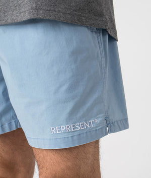 Represent Shorts Sky Blue, detail shot. EQVVS.