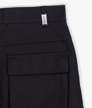 Represent Baggy Cotton Cargo Shorts in Black Detail Shot at EQVVS