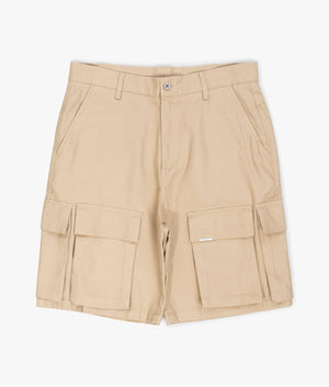 Represent Baggy Cotton Cargo Shorts in sandstone front shot EQVVS